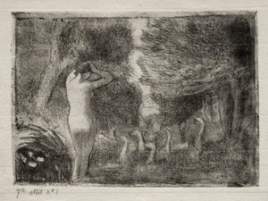 Koupaliště a husy od Camille Pissarro