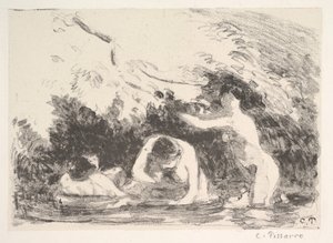Koupající se ve stínu zalesněných břehů, 1894. od Camille Jacob Pissarro