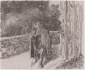 Žebrák s berlí (Mendiant a la bequille) od Camille Pissarro