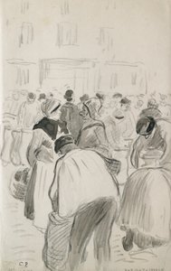 Kompoziční studie trhu v Pontoise, 1881 od Camille Pissarro