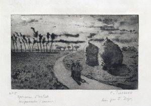Soumrak s kupkami sena, 1879 od Camille Pissarro