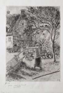 Žena vyprazdňuje trakař, 1880 od Camille Pissarro