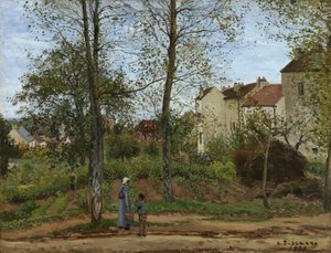 Domy na Bougivalu (podzim) od Camille Pissarro