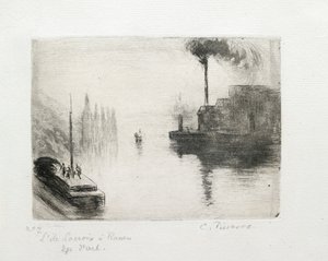 Ostrov Lacroix, Rouen, 1883 od Camille Pissarro