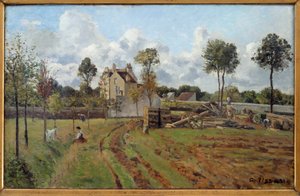 Krajina. Pohled na Louveciennes. Obraz Camille Pissarro (1830-1903) 1872 Ne. 0,51x0,81 m Paříž, muzeum Orsay od Camille Jacob Pissarro