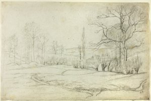 Krajina v Montfoucault od Camille Pissarro