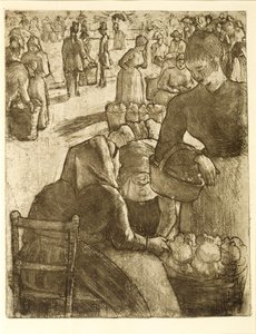 Zeleninový trh v Pontoise od Camille Pissarro