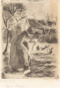 Selská žena kopající rolník pracující, 1890. od Camille Pissarro
