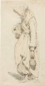 Rolnice (recto); chlapec s rybářským prutem (verso) od Camille Pissarro