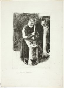 Rolnická žena stloukání mléka od Camille Pissarro