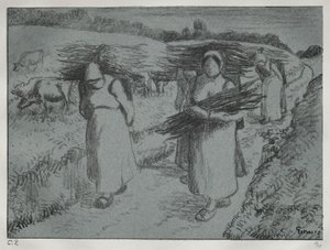 Rolníci nesoucí buřty od Camille Pissarro