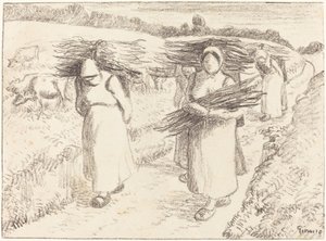 Rolníci nesoucí hole od Camille Pissarro