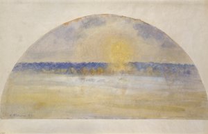 Zapadající slunce a mlha, Eragny, 1891 od Camille Pissarro