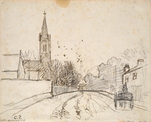 Study of Upper Norwood, Londýn, s All Saints Church, 1871 od Camille Pissarro