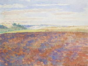 Studie krajiny s oraným polem, Eragny-sur-Epte, c1886-1890 od Camille Pissarro