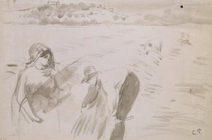 Studie kombajnů pracujících na poli poblíž Pontoise, 1882 od Camille Pissarro