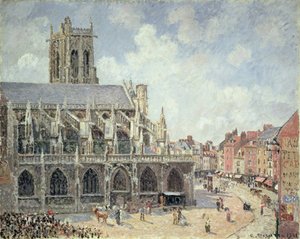 Kostel St Jacques v Dieppe, Ranní slunce od Camille Jacob Pissarro