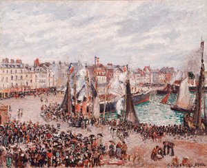 Rybí trh, Dieppe: Šedé počasí, ráno od Camille Pissarro