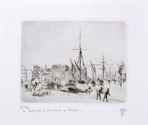 Přístav poblíž celnice v Rouenu) od Camille Jacob Pissarro