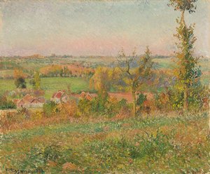 Hills of Thierceville při pohledu z Country Lane, okolí Eragny; Svahy Thierceville při pohledu ze sklepa, kolem Eragny, 1884 od Camille Jacob Pissarro