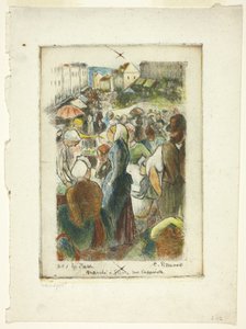 Trh v Gisors; Rue Cappeville od Camille Pissarro