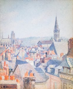 Střechy starého Rouenu, sluneční světlo od Camille Pissarro