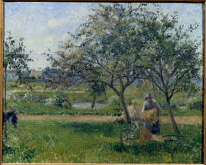 Trakař, sad Malba Camille Pissarro (1830-1903) cca 1881. Sun. 0,54x0,65 m Paříž, Musee d