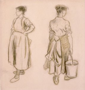 „Dvě studie dívky“, 1890 od Camille Pissarro