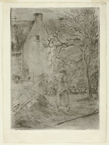Žena vyprazdňování trakaře od Camille Pissarro