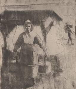 Žena u studny, 1891. od Camille Pissarro