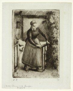 Žena u brány od Camille Pissarro