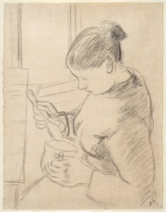 Mladý Rolník S Její Kávou od Camille Pissarro