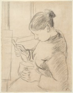 Mladá rolnice u kávy od Camille Pissarro