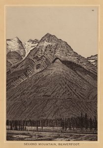 Kanada: Hora Second Mountain, Beaverfoot (litografie) od Canadian School