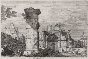 Krajina se zničenými památkami, ze série Vedute (Pohledy) od Canaletto (Giovanni Antonio Canal)