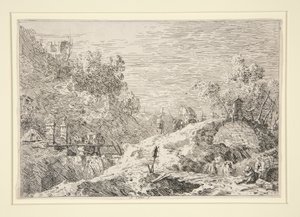 Horská krajina s pěti mosty, z Vedute (výhledy) od Canaletto (Giovanni Antonio Canal)