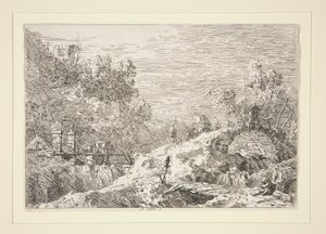 Horská krajina s pěti mosty, ze série Vedute (Views) od Canaletto (Giovanni Antonio Canal)