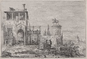 Jezdecký pomník, ze série Vedute (Views) od Canaletto (Giovanni Antonio Canal)