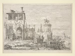 Jezdecký pomník, ze série Vedute (Views) od Canaletto (Giovanni Antonio Canal)