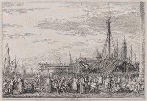 The Market on the Molo, ze série Vedute (Views) od Canaletto (Giovanni Antonio Canal)