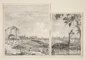 Vůz projíždějící přes most, ze série Vedute (Views) od Canaletto (Giovanni Antonio Canal)