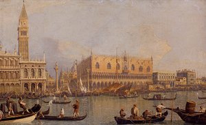 Italsky: Veduta del Palazzo Ducale di Venezia Pohled na Vévodský palác v Benátkách od Canaletto