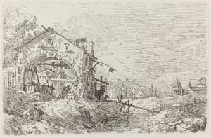 Krajina se ženou u studny [vlevo dole], c. 17351746. od Canaletto