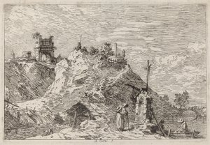 Krajina s poutníkem na modlitbě, c. 17351746. od Canaletto