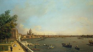Londýn. Temže od Somerset House Terrace směrem k městu, cca 1751 od Giovanni Antonio Canal