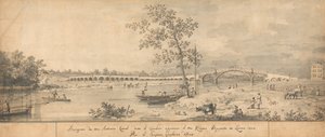 Starý Waltonský most při pohledu z pobřeží Middlesexu od Canaletto