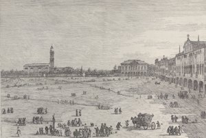 Prà della Valle: pravá polovina náměstí Prà della Valle v Padově s Col ..., 1735-46. od Canaletto