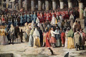 „Přijetí francouzského velvyslance v Benátkách“, 1726-1727 od Canaletto