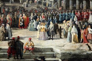 „Přijetí francouzského velvyslance v Benátkách“, 1726-1727 od Canaletto
