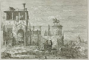 Jezdecký památník, z Vedute od Canaletto
